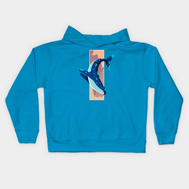 Sky Whale Kids Hoodie by LAckas